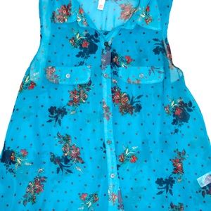 Floral Sheer Button Up Blouse